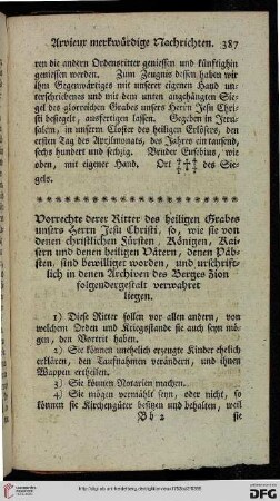 Vorrechte der Ritter des heiligen Grabes unsers Herrn Jesu Christi [...]