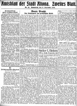 Nummer 39. Zweites Blatt. : Sonnabend, den 27. September 1924