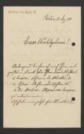 Brief von Alois Zick an Unbekannt