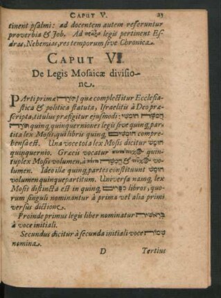 Caput VI. De Legis Mosaicae divisione.