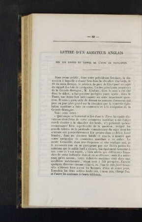 Lettre D'Un Armateur Anglais.