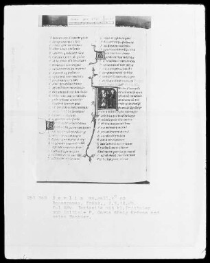 Roman de la Rose & Rosenroman — Initiale F (ille), darin König Krösus und seine Tochter, Folio 48verso