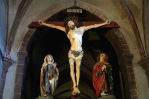 Frankreich. Alsace. Haut Rhin. Kaysersberg. Eglise de Sainte Croix. Kreuzigungsgruppe