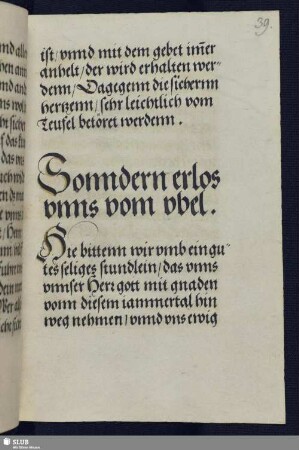 Sondern erlos vnns vom vbel.
