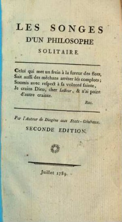 Les songes d'un philosophe solitaire