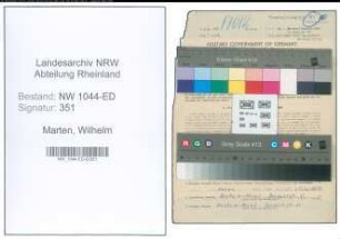 Entnazifizierung Wilhelm Marten , geb. 21.07.1899 (Lehrer)
