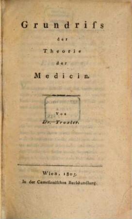 Grundriß der Theorie der Medicin