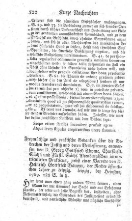 Freymüthige und praktische Gedanken über die Gebrechen der Justitz und deren Verbesserung.