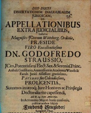 Diss. inaug. iur. de appellationibus extra iudiciatibus