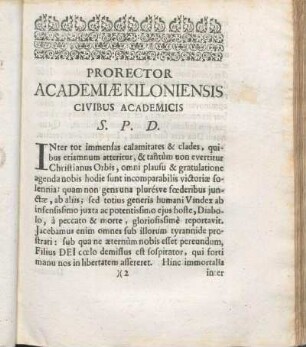 Prorector Academiæ Kiloniensis Civibus Academicis S. P. D.