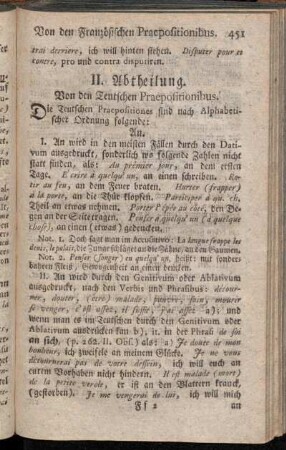 II. Abtheilung. Von den Teutschen Praepositionibus.