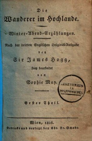 Die Wanderer im Hochlande : Winter-Abend-Erzählungen, 1