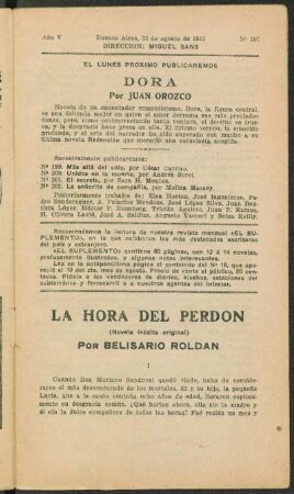 1921005197: La hora del perdón : (novela inédita original)
