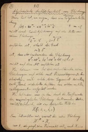 § 13. Algebraische Auflösbarkeit von Gleichungen.