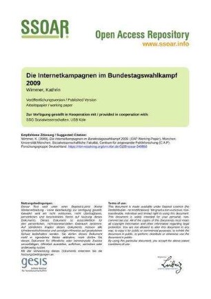 Die Internetkampagnen im Bundestagswahlkampf 2009