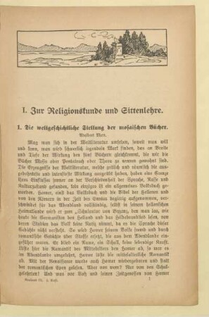 I. Zur Religionskunde und Sittenlehre