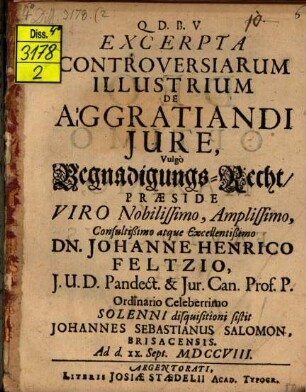 Excerpta Controversiarum Illustrium De Aggratiandi Jure, Vulgò Begnadigungs-Recht