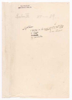 Umschlag mit der Aufschrift von Humboldts Hand 'Luftmeer; Einfluss des Mondes; Dove' nebst weiterer Notizen.
