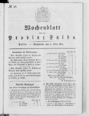 Nr. 18, Ausgabe vom 3. Mai 1845