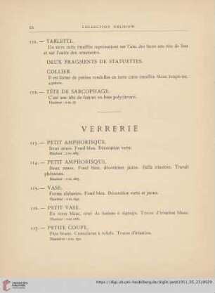 Verrerie (Nr. 113-130)