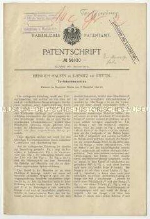 Patentschrift Torfstechmaschine, Patent-Nr. 58030