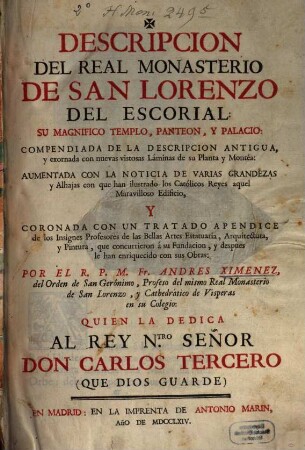 Descripción del Réal Monasterio de San Lorenzo del Escorial