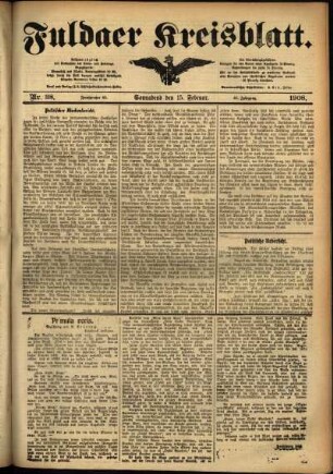 Ausgabe vom Samstag, den 15. Februar 1908.