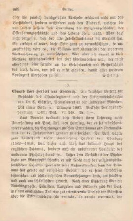 668-669 [Rezension] Güttler, Carl, Eduard Lord Herbert von Cherbury