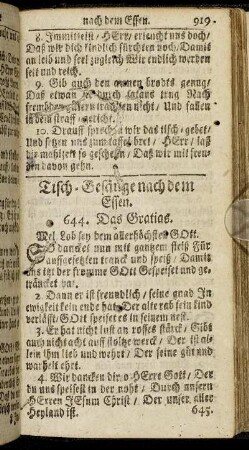 Tisch-Gesänge nach dem Essen.