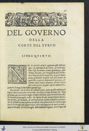 V. Del Governo Della Corte Del Turco.