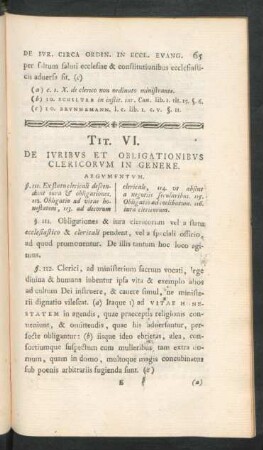 Tit. VI. De Iuribus Et Obligationibus Clericorum In Genere