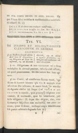 Tit. VI. De Iuribus Et Obligationibus Clericorum In Genere