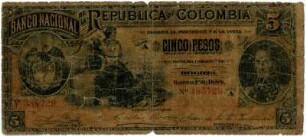 Geldschein, 5 Pesos, 1.3.1888