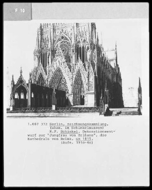 Dekorationsentwurf zur "Jungfrau von Orleans", die Kathedrale von Reims