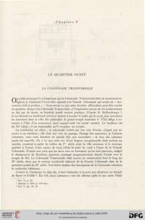 Chapitre V: Le quartier ouest