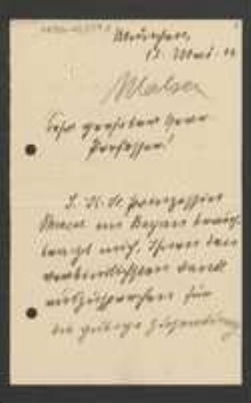 Brief von Johanna von Malsen an Unbekannt