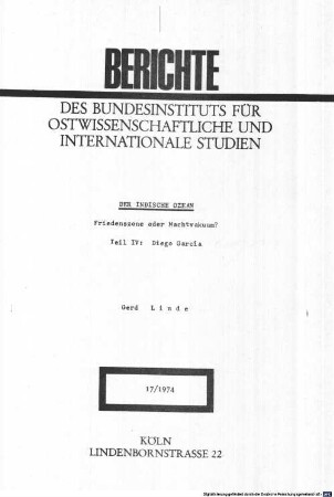 Der Indische Ozean : Friedenszone oder Machtvakuum?, 4. Diego García