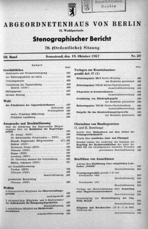 Nr. 20 (70), 19. Oktober 1957