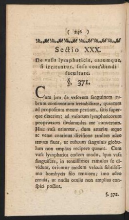 Sectio XXX. De vasis lymphaticis, earumque, si irritantur, sese coar´ctandi facultate.