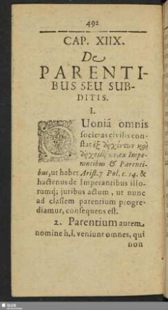 Cap. XIIX. De Parentibus Seu Subditis