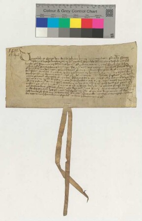Dem Propste zu St. Johannis Dr. Joh. Barum präsentiert der Ratsmann Nic. Viscule für eine Vikarie am Altar zum Hl. Grabe zu St. Johannis den Verdener Kleriker Hinr. [...] [lat].