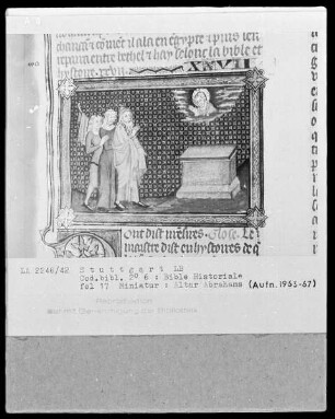 Bible Historiale — Abraham vor seinem Altar, Folio 17recto