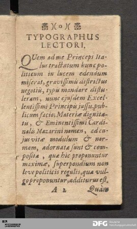 Typographus Lectori.