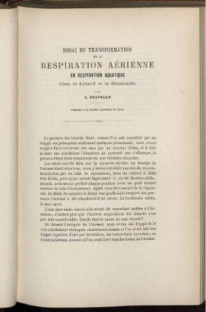 Essai De Tranformation De La Respiration Aerienne
