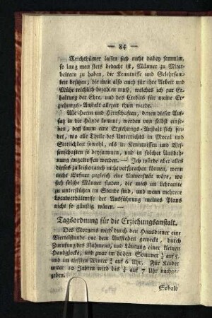 Tagesordnung für die Erziehungsanstalt
