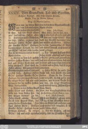 XXXIV. Von Kranckheit, Tod und Sterben.