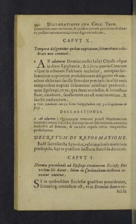Decretum de reformatione. Caput I. - X.