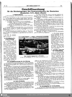 Geschäftsordnung für die Reichstagung des Zentralverbandes der Deutschen Uhrmacher, E. V., Halle (Saale)
