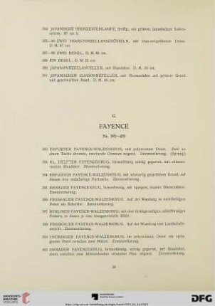 G. Fayence (Nr. 392-455)