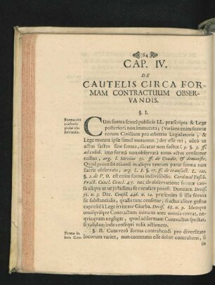 Cap. IV. De Cautelis Circa Formam Contractuum Observandis.